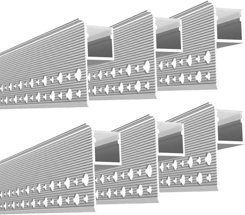 Besseto Plaster-in LED Channel 6 Pack 6.6FT/2 Meter Trim Edge LED Strip Aluminum Channel,Trimless Recessed Drywall Aluminum LED Profile for Wall and Ceiling - Image 1